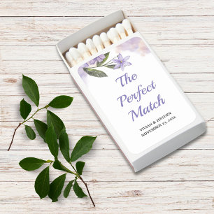 The Perfect Match Purple Floral Wedding Matchboxes