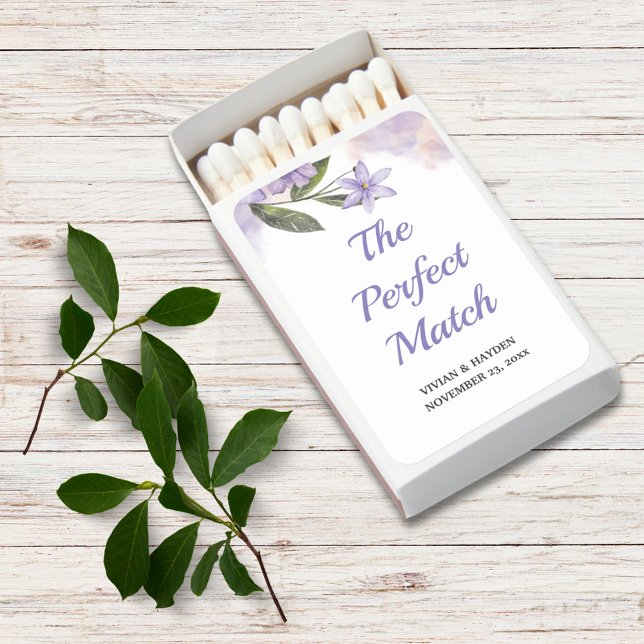 The Perfect Match Purple Floral Wedding Matchboxes (Creator Uploaded)