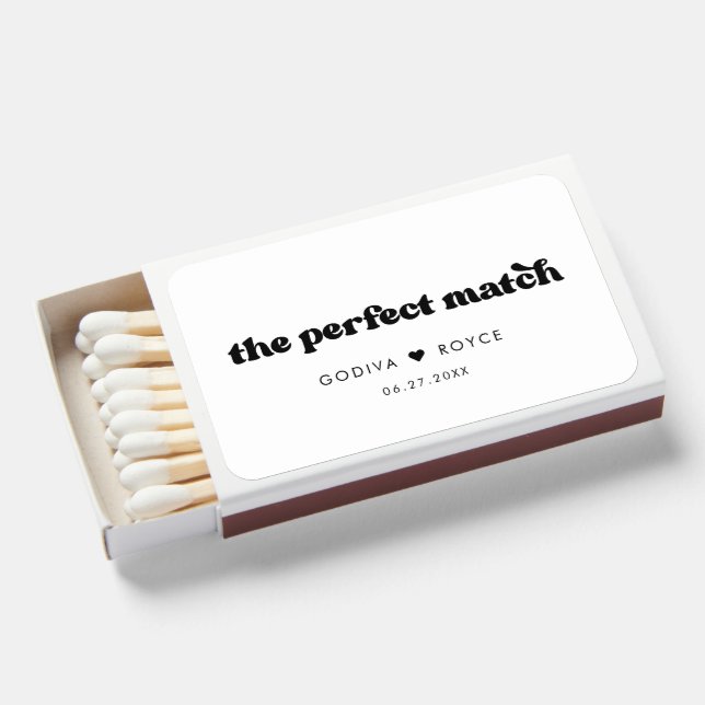 The perfect match Retro black and white matchbox (Front Open)