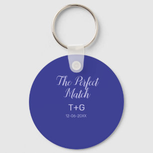 The perfect match royal blue luxury add couple nam keychain