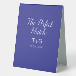 The perfect match royal blue luxury add couple nam table tent
