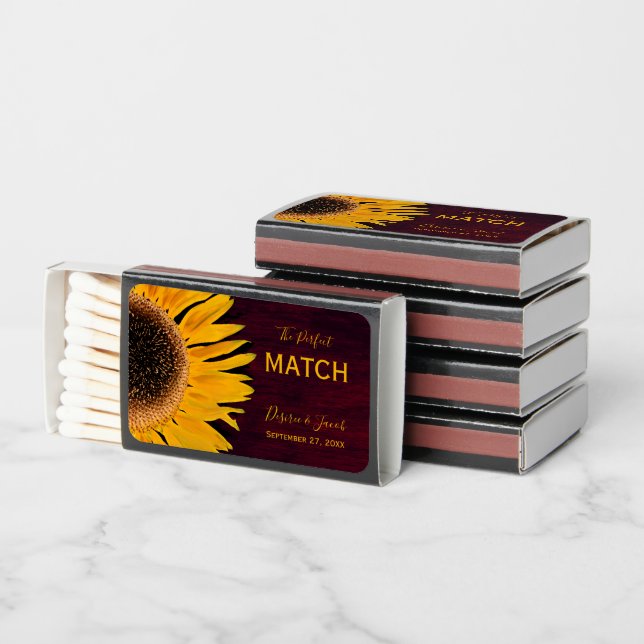 The Perfect Match Rustic Sunflower Burgundy Wood (Stacked)