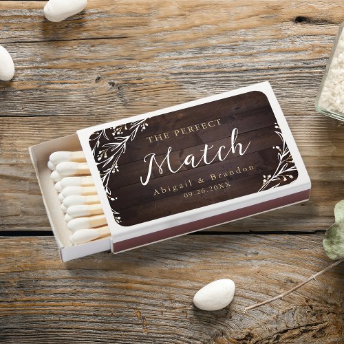 The perfect match rustic wood floral wedding favor