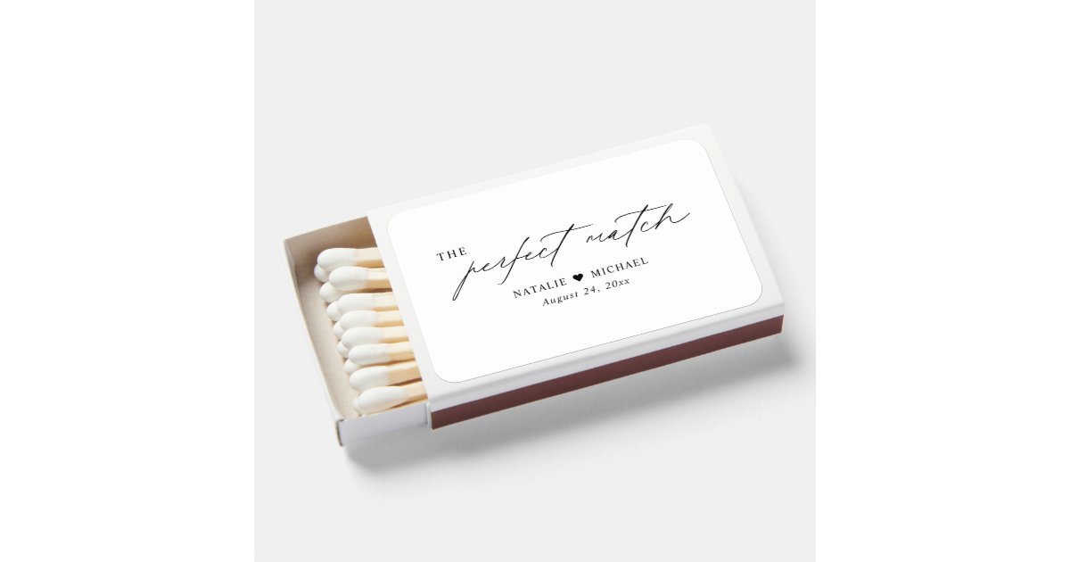 The Perfect Match Script Wedding Favors Matchbox | Zazzle