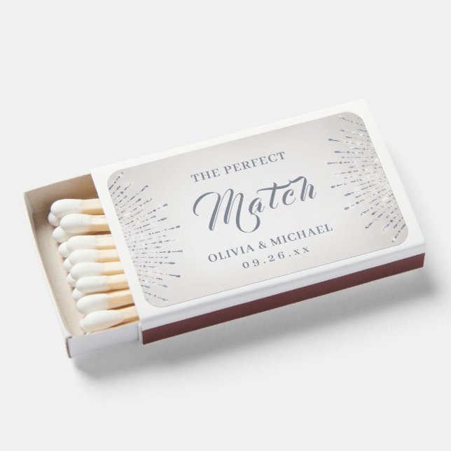 The perfect match silver glam deco wedding favor (Front Open)