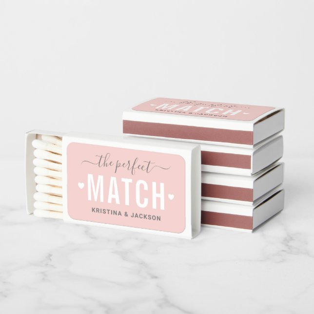 The Perfect Match Simple Modern Blush Pink Wedding (Stacked)