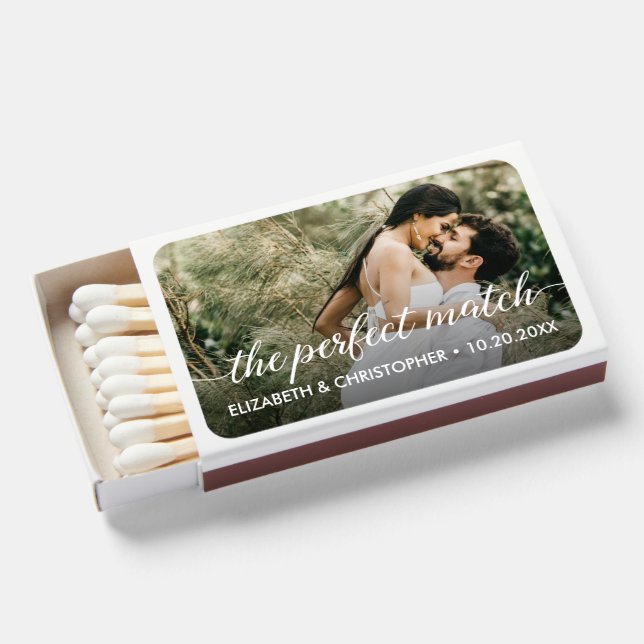 The perfect match Simple photo wedding favor (Front Open)