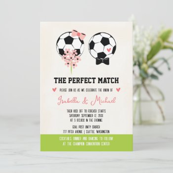 The Perfect Match Soccer Ball Wedding Invitation by OccasionInvitations at Zazzle