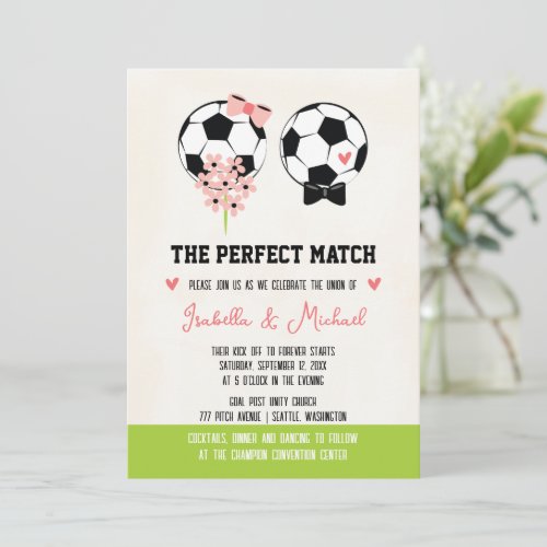 The Perfect Match Soccer Ball Wedding Invitation