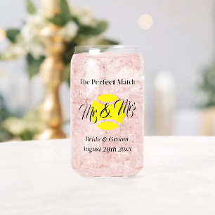 The perfect match tennis theme wedding can glasses
