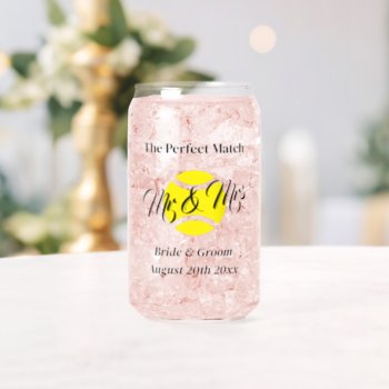 The Perfect Match Tennis Theme Wedding Can Glasses by imagewear at Zazzle