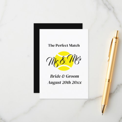 The Perfect Match Tennis Themed Wedding Enclosure Card