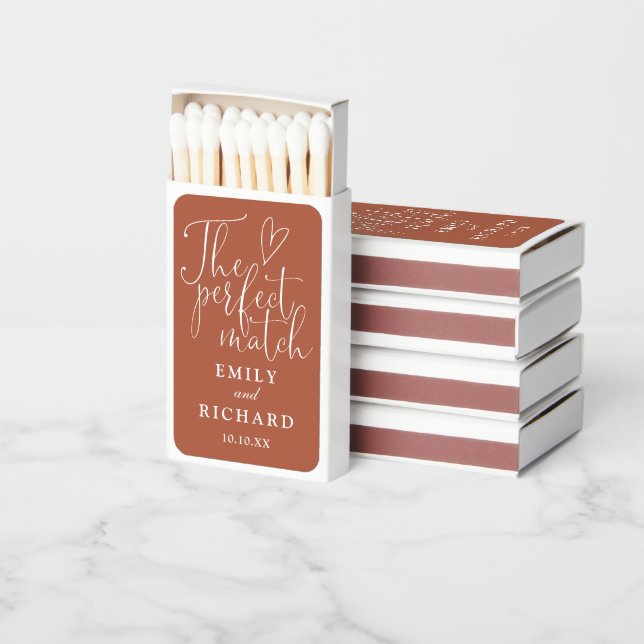 The Perfect Match Terracotta Wedding Matchboxes (Stacked)