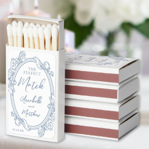 The Perfect Match Vintage Dusty Blue Wedding Favor