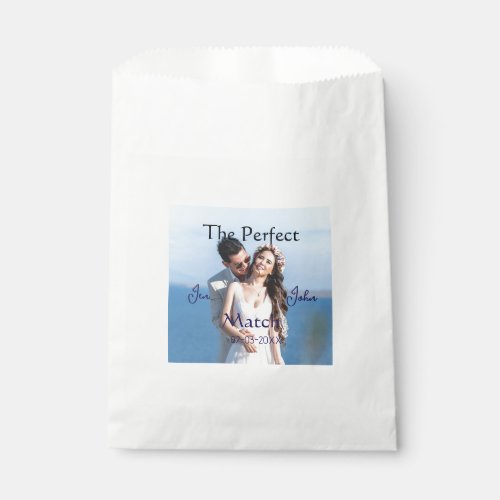 the perfect match wedding blue name photo date cou favor bag