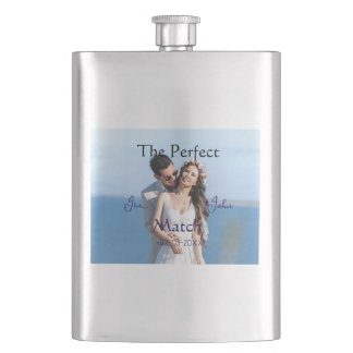 the perfect match wedding blue name photo date cou flask