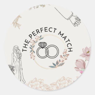 The Perfect match wedding Classic Round Sticker