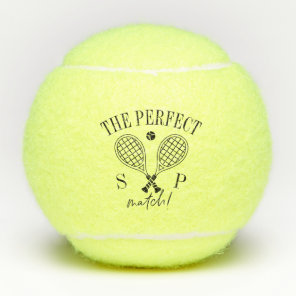 The Perfect Match Wedding Couple Logo Custom Name Tennis Balls