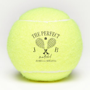 The Perfect Match Wedding Couple Logo Custom Name Tennis Balls
