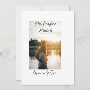The perfect match wedding couple photo modern add  invitation