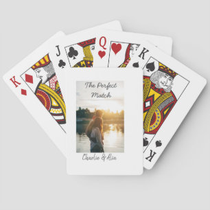 The perfect match wedding couple photo modern add  poker cards