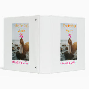 The perfect match wedding couple photo retro pink 3 ring binder
