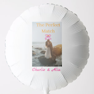 The perfect match wedding couple photo retro pink balloon