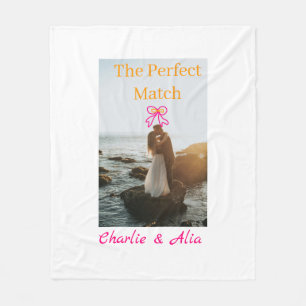 The perfect match wedding couple photo retro pink fleece blanket