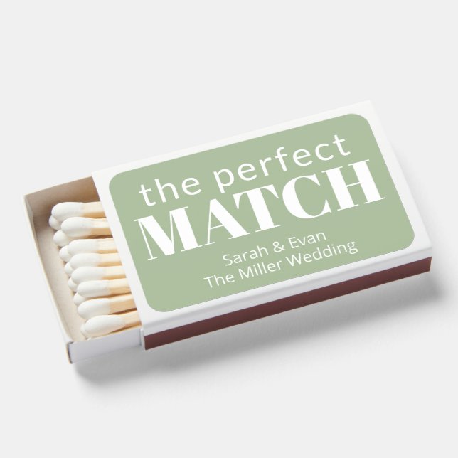 The Perfect Match Wedding Favor Matchboxes (Front Open)