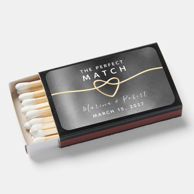 The Perfect Match Wedding Favor Matchboxes (Front Open)