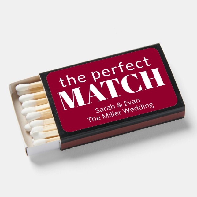 The Perfect Match Wedding Favor Matchboxes (Front Open)