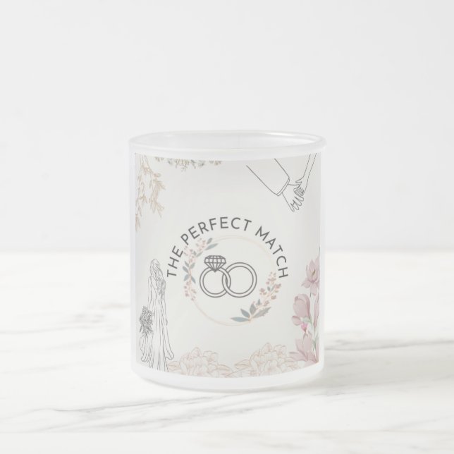 The Perfect Match WEDDING Frosted Glass Coffee Mug (Center)