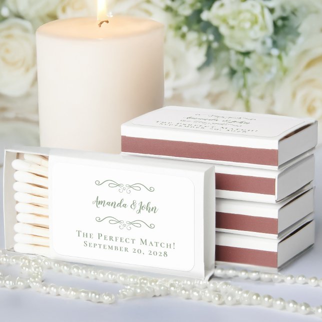 The Perfect Match Wedding Sage Green Matchboxes (Creator Uploaded)
