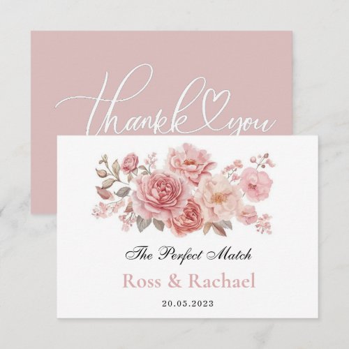 The Perfect Match Wedding Thank You Card