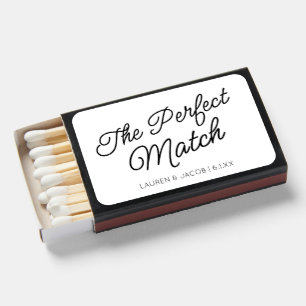 The Perfect Match White Black Wedding Matchboxes