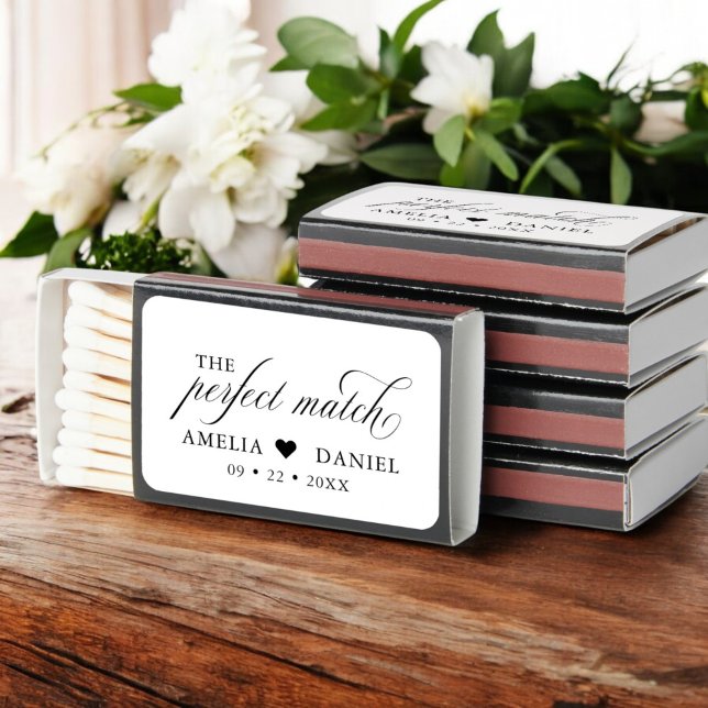 The Perfect Match White Wedding Favors Matchbox (Creator Uploaded)