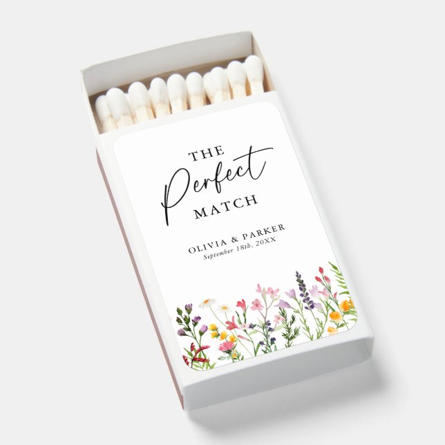 The Perfect Match Wildflowers Wedding Favor (Front Open)
