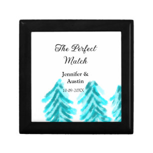 The perfect match winter blue pine tree wedding na gift box