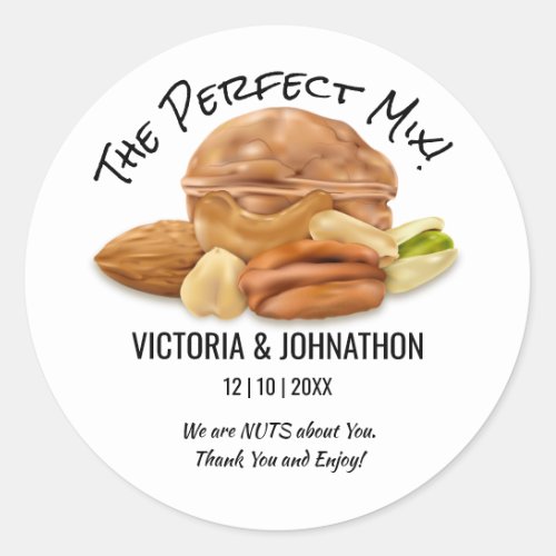 The Perfect Mix Nuts Thank You  Wedding Treat Classic Round Sticker