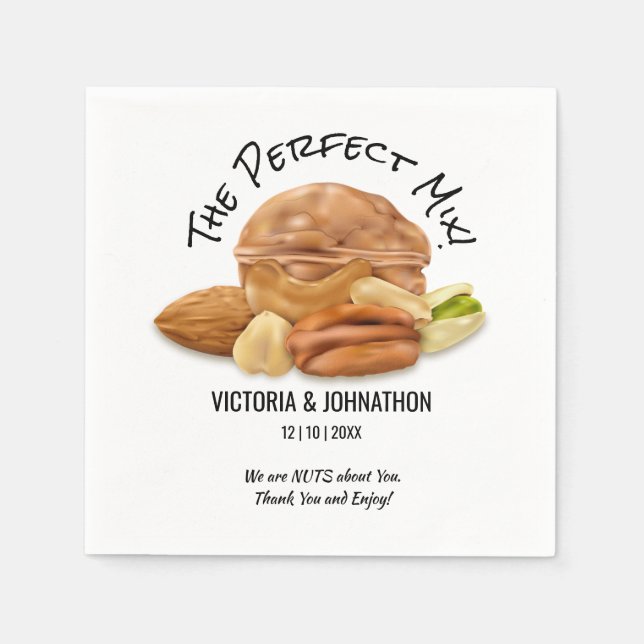 The Perfect Mix Nuts Thank You | Wedding Treat Napkins (Front)