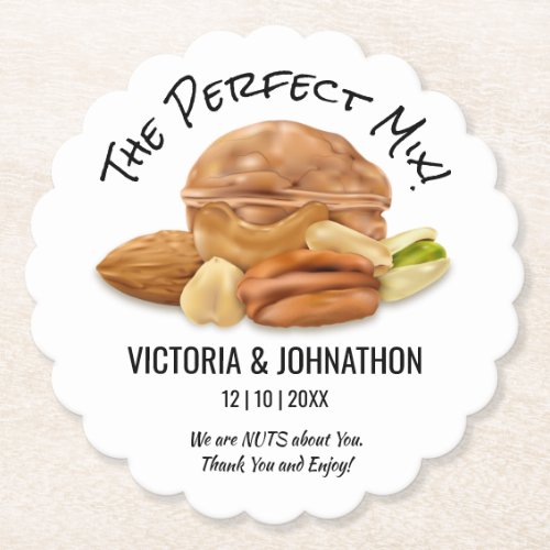 The Perfect Mix Nuts Thank You  Wedding Treat Paper Coaster