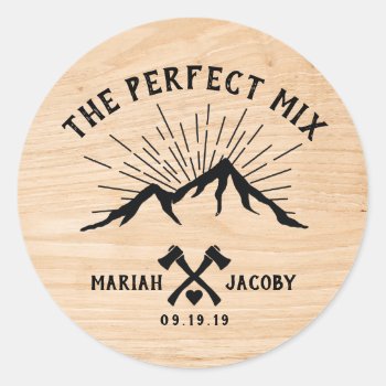 The Perfect Mix Wedding Favor Diy Trail Mix Classic Round Sticker by INAVstudio at Zazzle
