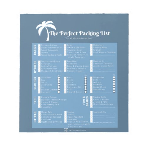 The Perfect Packing List Notepad