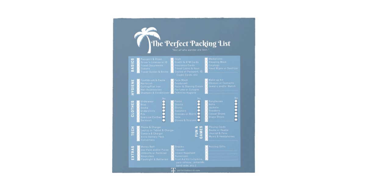 The Perfect Packing List Notepad | Zazzle