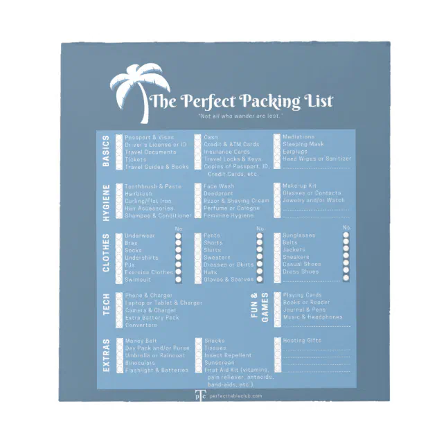 The Perfect Packing List Notepad | Zazzle