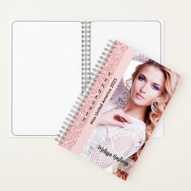 The Perfect Pageant Notebook | Rose Pink Glitz (Inside)
