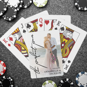 The Perfect Pair Calligraphy Photo Wedding Poker Cards