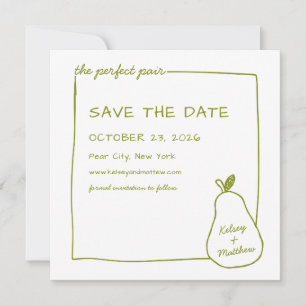 "The Perfect Pair" Green Pear Chic Wedding Photo Save The Date