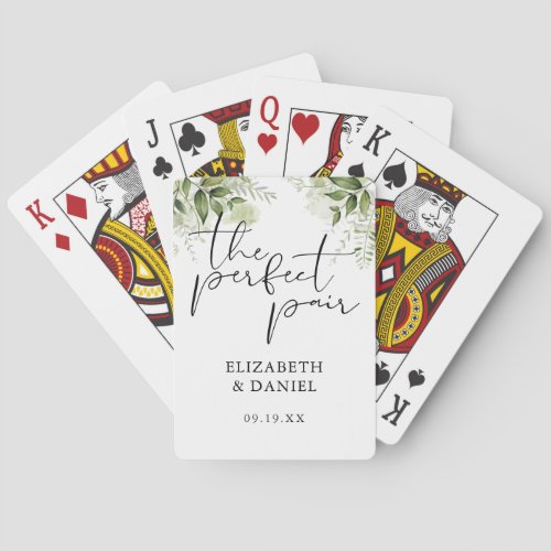 The Perfect Pair Greenery Floral Wedding Favor Poker Cards