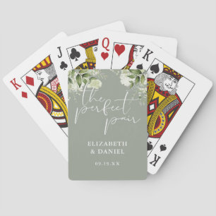 The Perfect Pair Greenery Sage Green Wedding Favor Poker Cards
